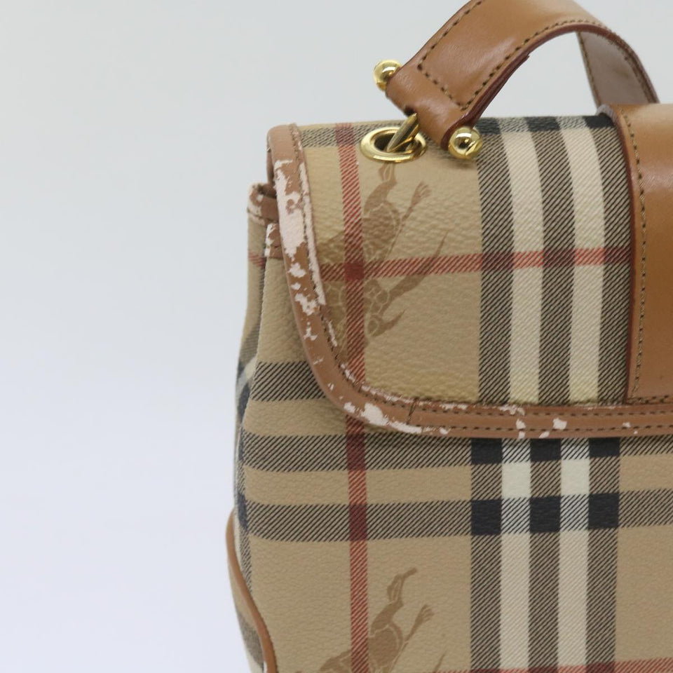 Luxury BurberrySs Nova Check Shoulder Bag PVC Leather Beige Auth ep3552