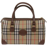 Luxury BurberrySs Nova Check Boston Bag Canvas Beige Auth ep3638