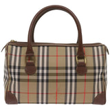 Luxury BurberrySs Nova Check Boston Bag Canvas Beige Auth ep3638