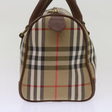 Luxury BurberrySs Nova Check Boston Bag Canvas Beige Auth ep3638