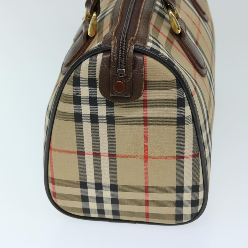 Luxury BurberrySs Nova Check Hand Bag Canvas Beige Auth ep3738