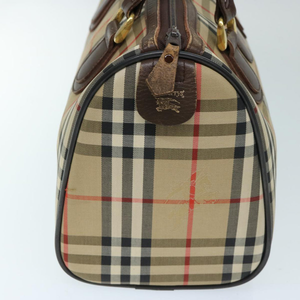 Luxury BurberrySs Nova Check Hand Bag Canvas Beige Auth ep3738
