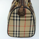 Luxury BurberrySs Nova Check Hand Bag Canvas Beige Auth ep3738