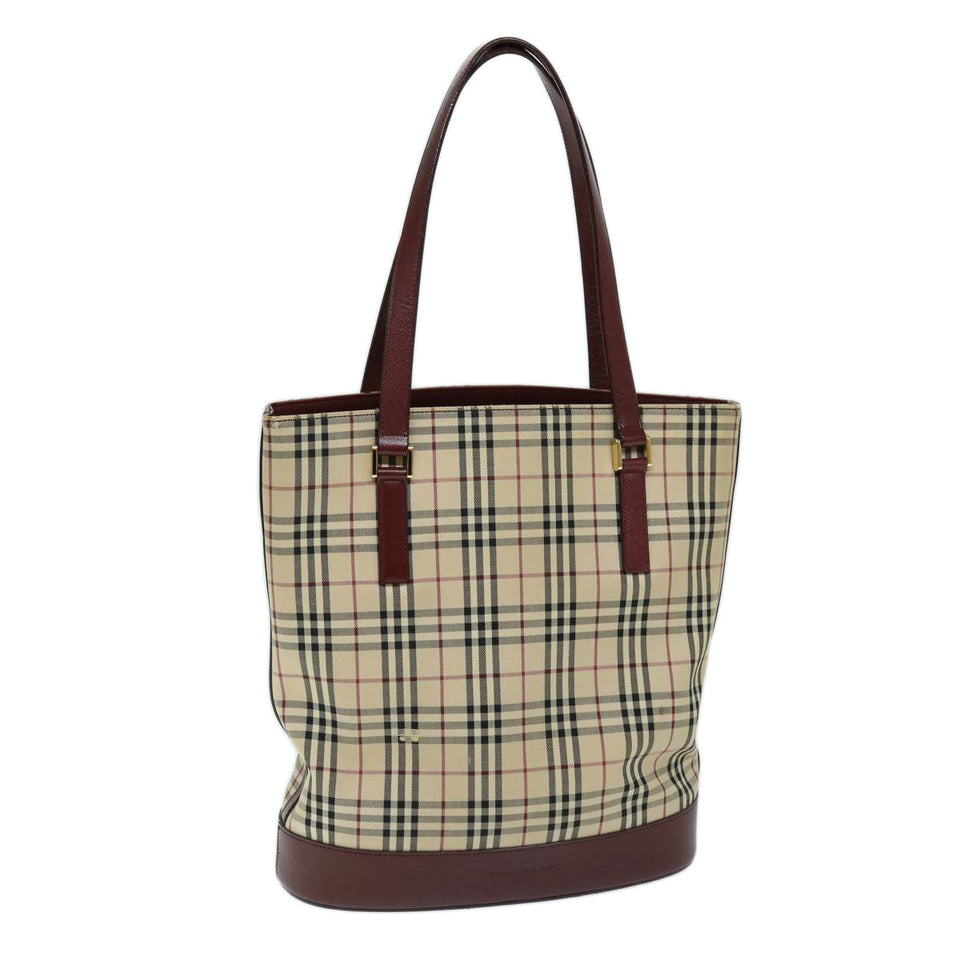 Luxury Burberry Nova Check Tote Bag Canvas Beige Auth ep3741