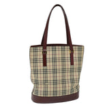 Luxury Burberry Nova Check Tote Bag Canvas Beige Auth ep3741
