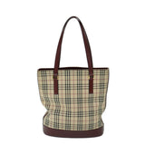 Luxury Burberry Nova Check Tote Bag Canvas Beige Auth ep3741