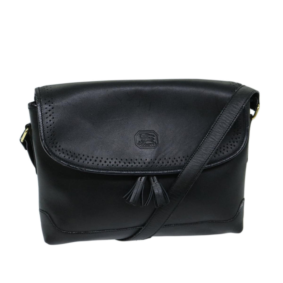 Luxury BurberrySs Shoulder Bag Leather Black Auth ep3768