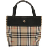 Luxury Burberry Nova Check Hand Bag Nylon Beige Auth ep4001