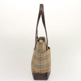 Luxury Burberry Nova Check Tote Bag Canvas Beige Black Auth ep4012