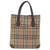 Luxury BurberrySs Nova Check Tote Bag Canvas Beige Auth ep4173