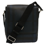 Luxury Burberry Nova Check Shoulder Bag Coated Canvas Navy Auth ep4321
