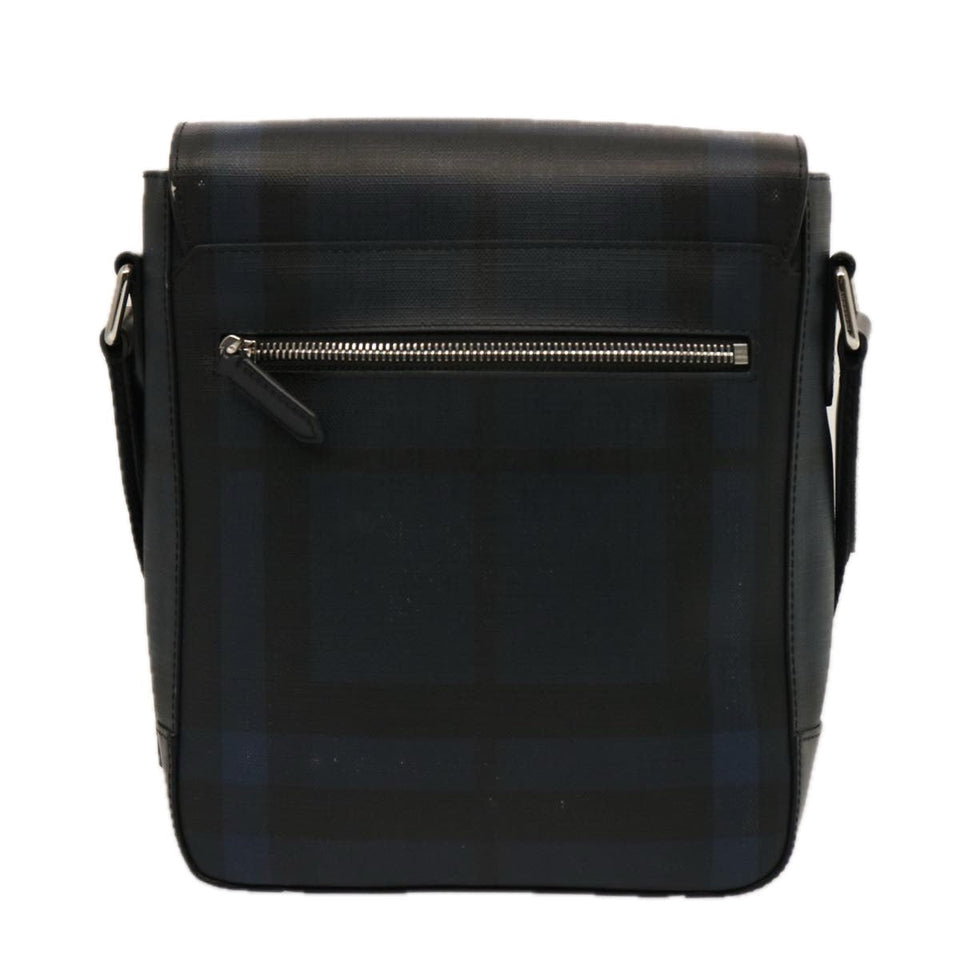 Luxury Burberry Nova Check Shoulder Bag Coated Canvas Navy Auth ep4321