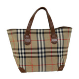 Luxury BurberrySs Nova Check Hand Bag Canvas Beige Auth ep4362