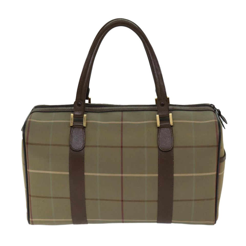 Luxury BurberrySs Nova Check Boston Bag Canvas Beige Auth ep4373