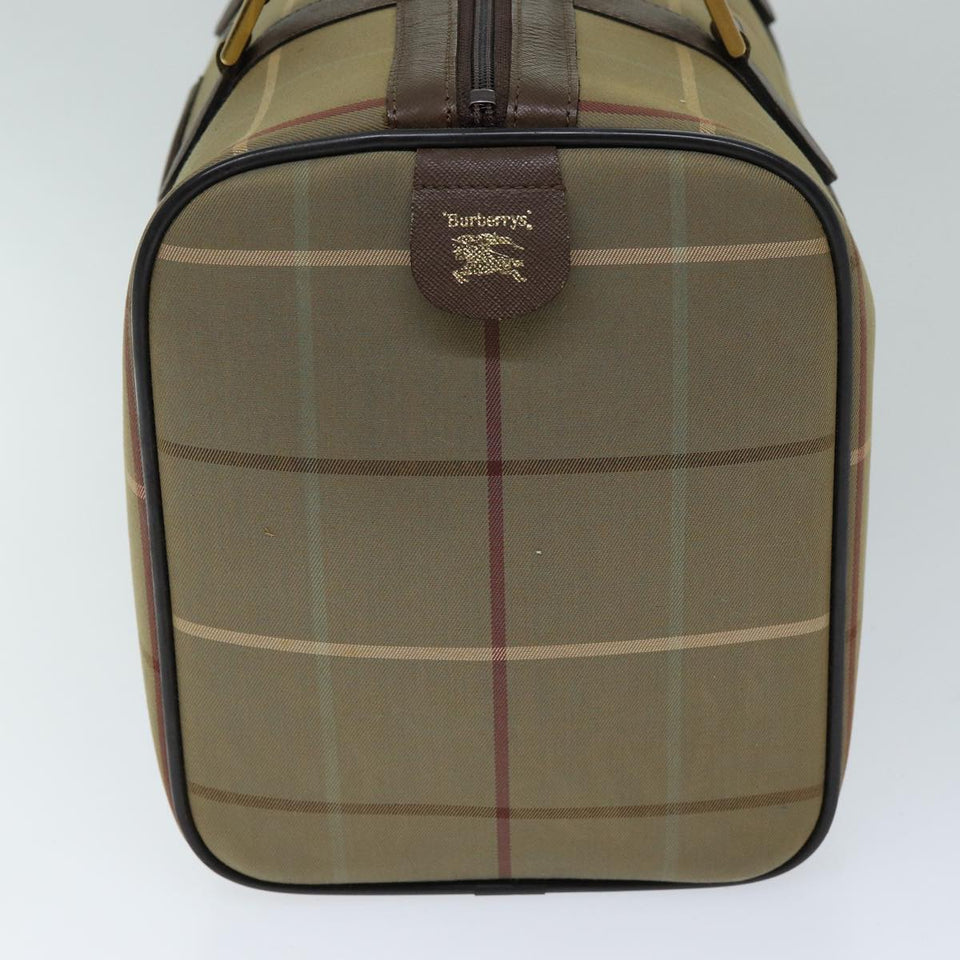 Luxury BurberrySs Nova Check Boston Bag Canvas Beige Auth ep4373