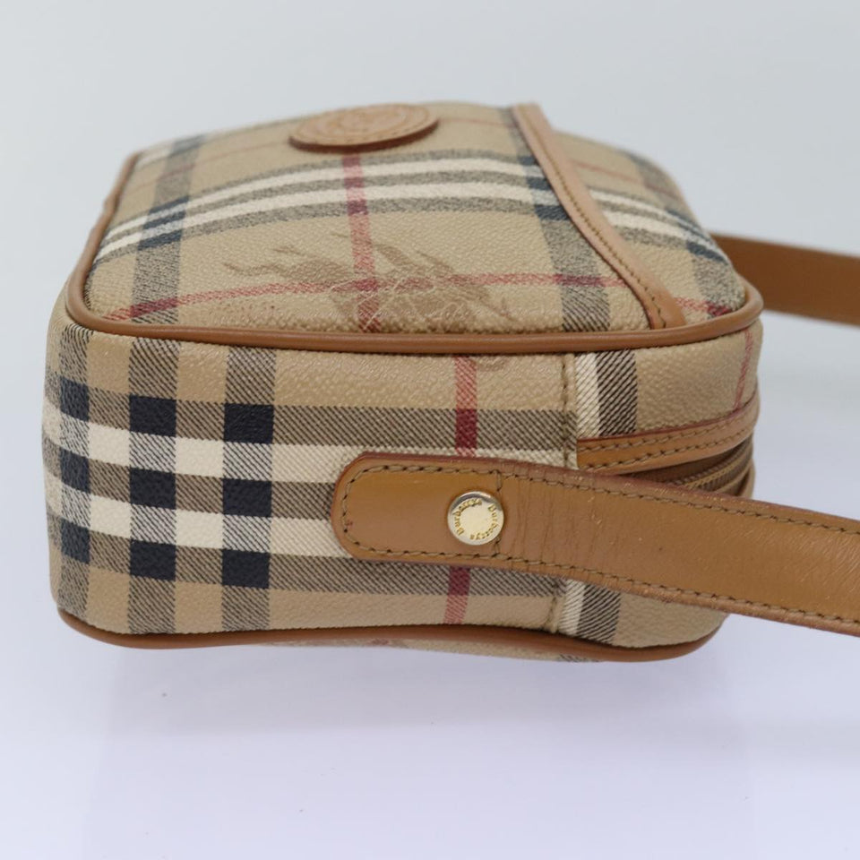 Luxury BurberrySs Nova Check Shoulder Bag PVC Leather Beige Auth ep4407