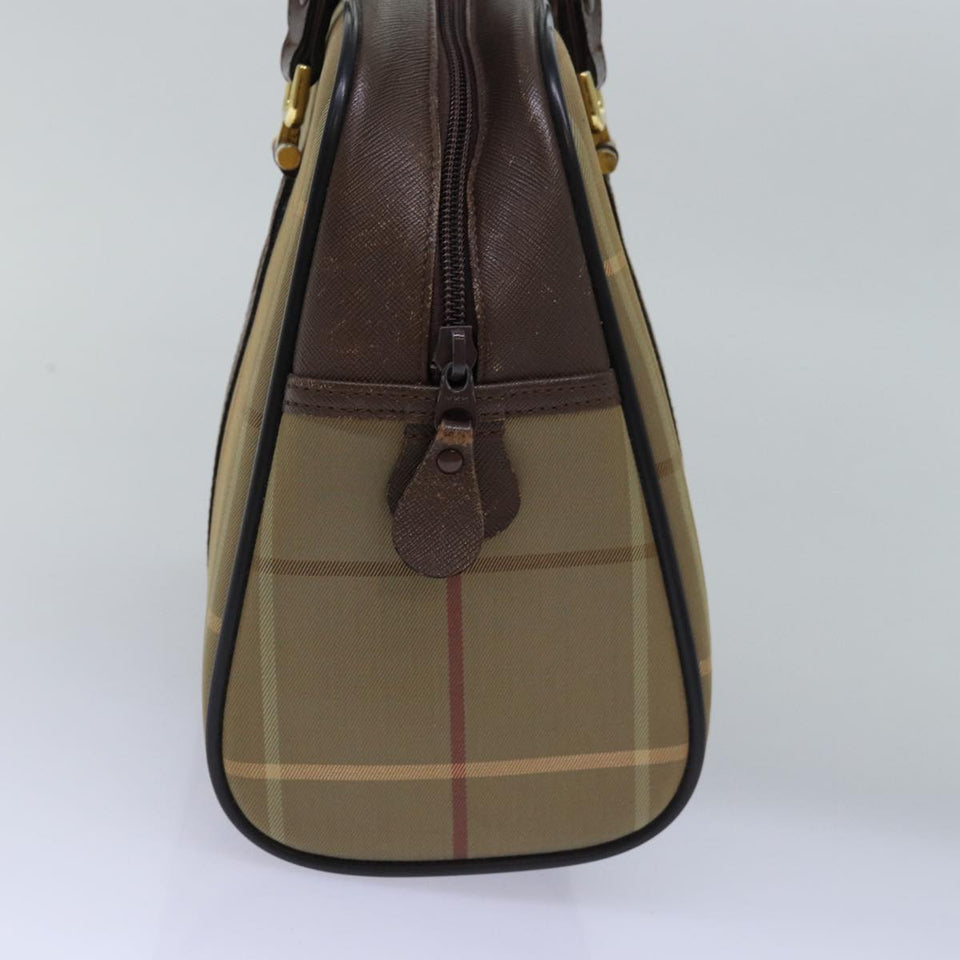Luxury BurberrySs Nova Check Hand Bag Canvas Beige Auth ep4494