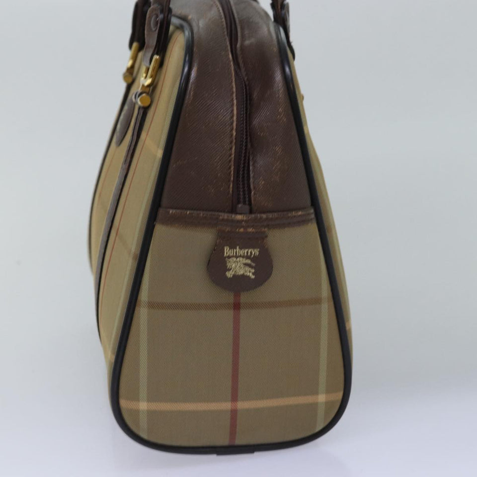 Luxury BurberrySs Nova Check Hand Bag Canvas Beige Auth ep4494