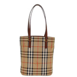 Luxury Burberry Nova Check Tote Bag Canvas Beige Auth ep4573