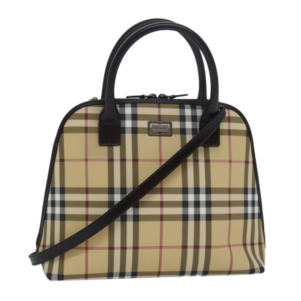 Luxury Burberry Nova Check Hand Bag PVC 2way Beige Auth ep4689