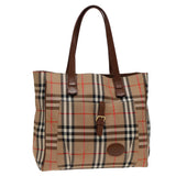 Luxury BurberrySs Nova Check Tote Bag Canvas Beige Auth ep4723