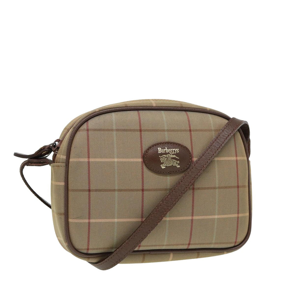 Luxury BurberrySs Nova Check Shoulder Bag Canvas Beige Auth ep4737