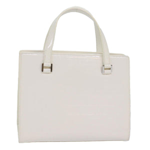 Luxury Burberry Nova Check Hand Bag Enamel White Auth ep4744