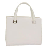 Luxury Burberry Nova Check Hand Bag Enamel White Auth ep4744