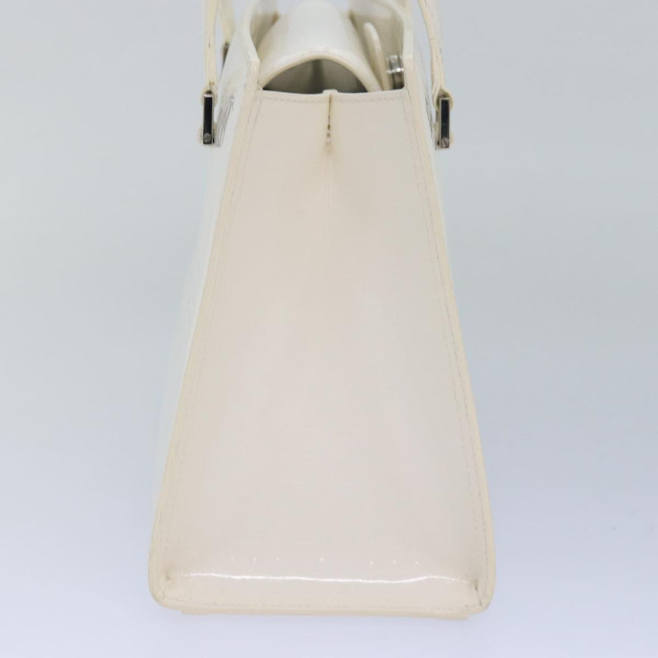 Luxury Burberry Nova Check Hand Bag Enamel White Auth ep4744