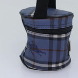 Luxury BurberrySs Nova Check Vanity Cosmetic Pouch PVC Leather Blue Auth ep4900