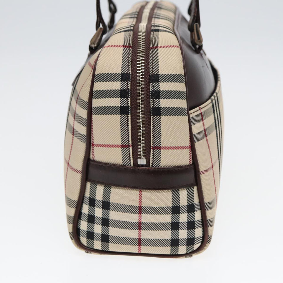 Luxury Burberry Nova Check Hand Bag Nylon Beige Auth ep4955
