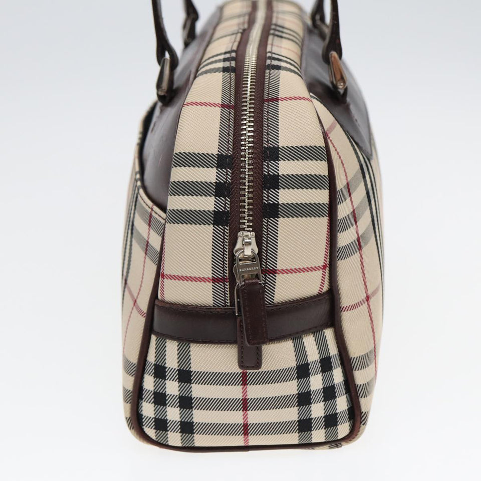 Luxury Burberry Nova Check Hand Bag Nylon Beige Auth ep4955