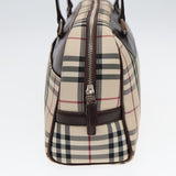 Luxury Burberry Nova Check Hand Bag Nylon Beige Auth ep4955