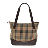 Luxury Burberry Nova Check Tote Bag Canvas Leather Beige Brown Auth ep5013