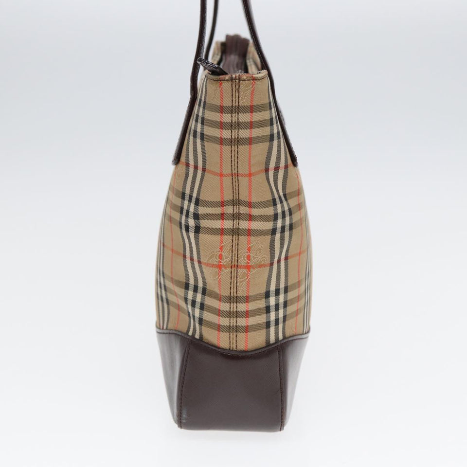 Luxury Burberry Nova Check Tote Bag Canvas Leather Beige Brown Auth ep5013
