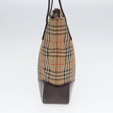 Luxury Burberry Nova Check Tote Bag Canvas Leather Beige Brown Auth ep5013
