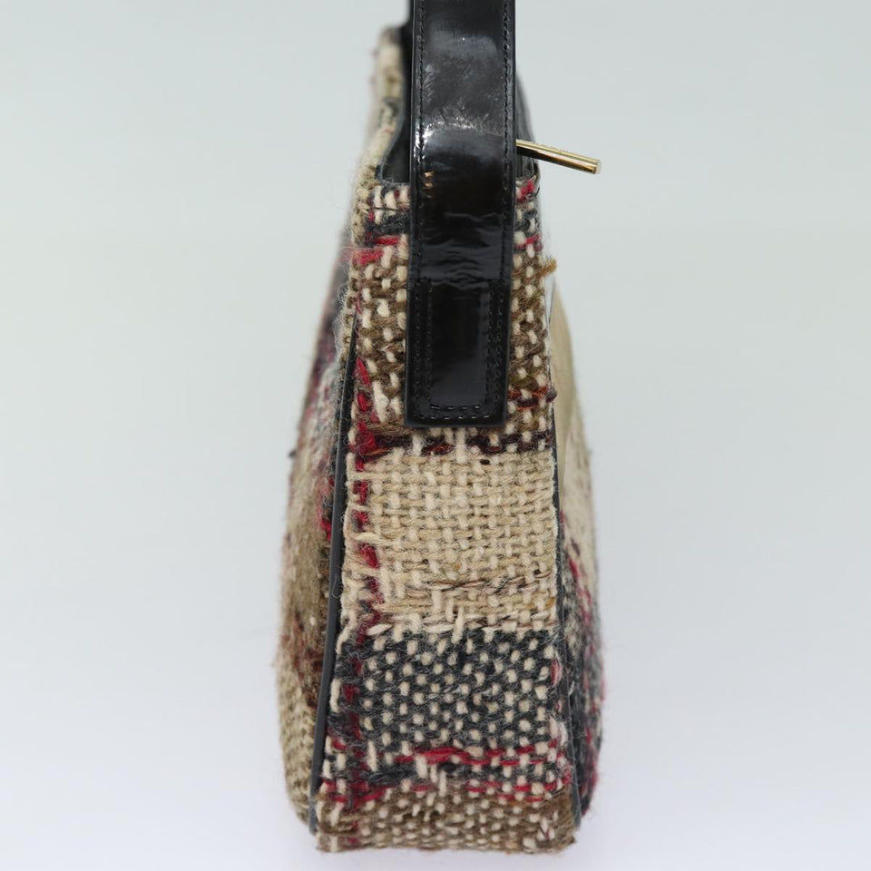 Luxury Burberry Nova Check Shoulder Bag Wool Beige Black Auth ep5128