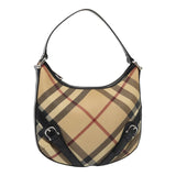 Luxury Burberry Nova Check Shoulder Bag PVC Beige Silver Auth ep5325
