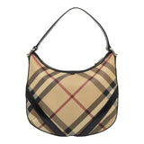 Luxury Burberry Nova Check Shoulder Bag PVC Beige Silver Auth ep5325