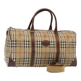Luxury BurberrySs Nova Check Boston Bag PVC Leather 2way Beige Auth ep5370