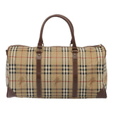 Luxury BurberrySs Nova Check Boston Bag PVC Leather 2way Beige Auth ep5370