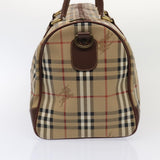 Luxury BurberrySs Nova Check Boston Bag PVC Leather 2way Beige Auth ep5370