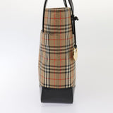 Luxury Burberry Nova Check Tote Bag Canvas Beige Gold Auth ep5405