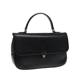 Luxury BurberrySs Hand Bag Leather Black Gold Auth ep5473