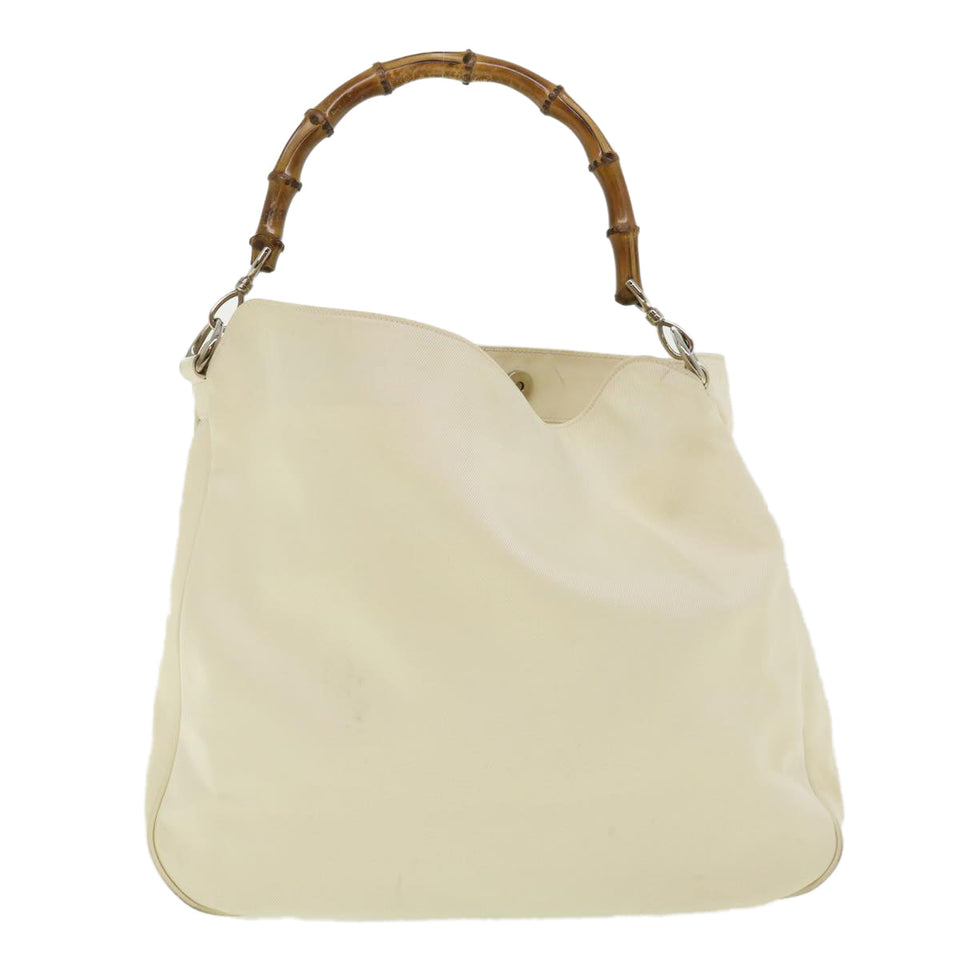 Gucci Bamboo Shoulder Bag Canvas 2way White 1577 ep700