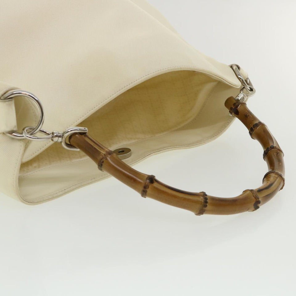 Gucci Bamboo Shoulder Bag Canvas 2way White 1577 ep700