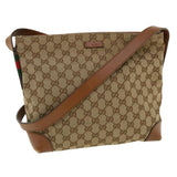 Gucci Web Sherry Line GG Canvas Shoulder Bag Beige Brown Green 337598 ep701