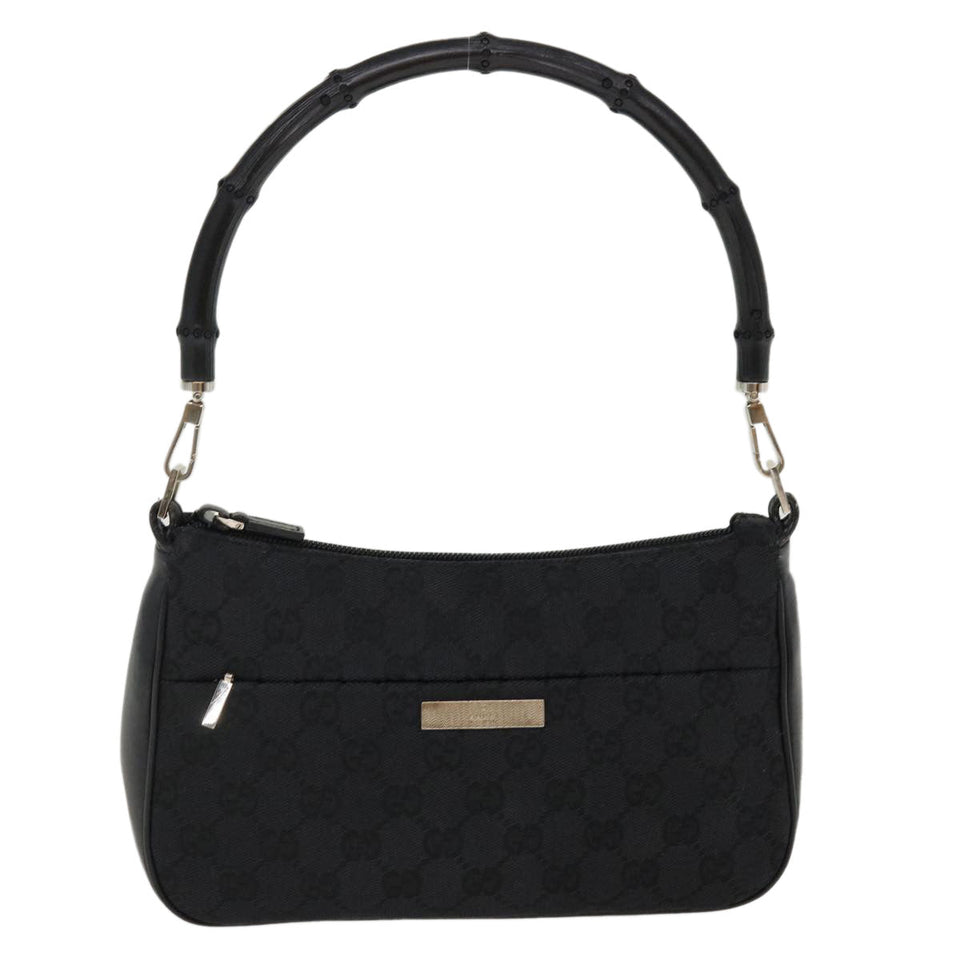 Gucci GG Canvas Bamboo Hand Bag Black 001.3870 001274 ep811