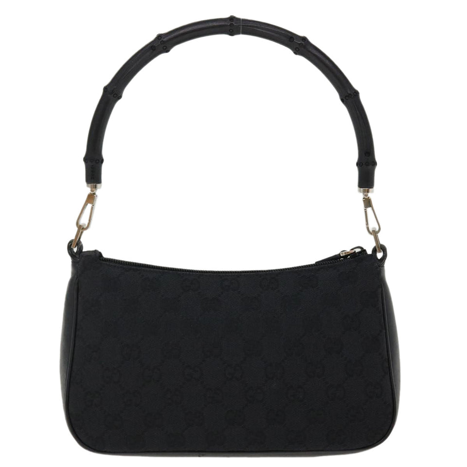 Gucci GG Canvas Bamboo Hand Bag Black 001.3870 001274 ep811