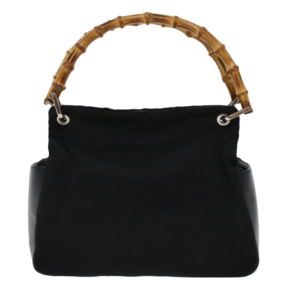 Gucci Bamboo Shoulder Bag Nylon Leather Black 000•1014•0575 5 ep820
